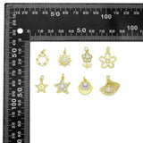 White Pearl Clear CZ Gold Star Flower Sun Shell charm, Sku#LD778