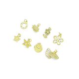 White Pearl Clear CZ Gold Star Flower Sun Shell charm, Sku#LD778