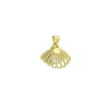 White Pearl Clear CZ Gold Star Flower Sun Shell charm, Sku#LD778