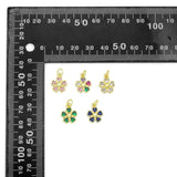 Pink Clear Green Blue Colorful CZ  Flower Charm, Sku#LD779