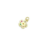 Pink Clear Green Blue Colorful CZ  Flower Charm, Sku#LD779