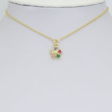 Pink Clear Green Blue Colorful CZ  Flower Charm, Sku#LD779