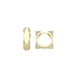 Clear CZ Gold Square Shape Hoop Earrings, Sku#LK1007