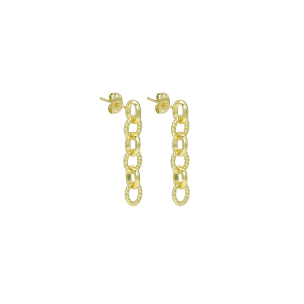 Gold Oval Link Chain Earrings, Sku#LK1014