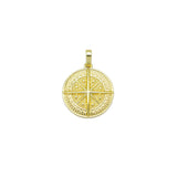 Gold North Star Compass Coin Charm Pendant, Sku#LK1023