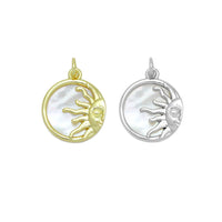 Gold Mother of Pearl Sun Coin Charm Pendant, Sku#LK1025