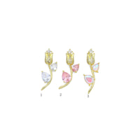 CZ Crystal Tulip Flower Charm Pendant, Sku#Lk1057