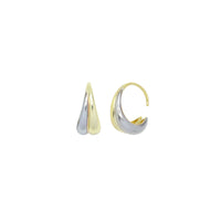 Dual Color Gold Silver Two-tone Dome Earrings, Sku#LK1058