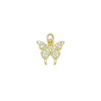 Cute CZ Gold Butterfly Charm Pendant, Sku#LK1062