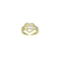 Clear Baguette CZ Gold Heart Statement Adjustable Ring, Sku#LK1070