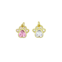 Clear Pink CZ Gold claw Charm Pendant, Sku#LK1080