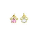 Clear Pink CZ Gold claw Charm Pendant, Sku#LK1080