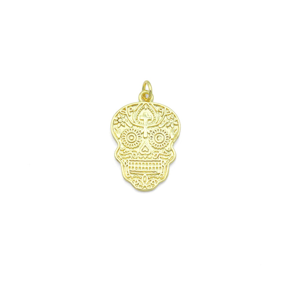 Gold Skull Head Charm Pendant, Sku#LK1103