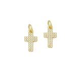 Gold Clear CZ Cross Charm Pendant, Sku#LK1106