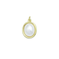 White Pearl Gold Oval Charm Pendant, Sku#LK1109