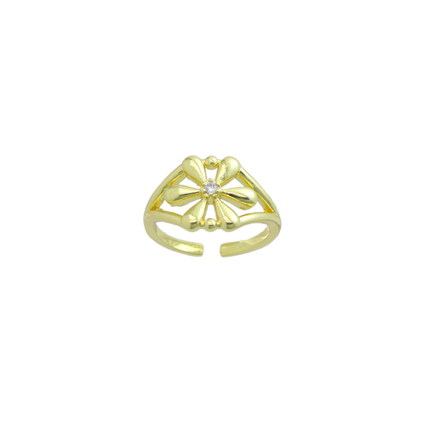 Gold Flower Statement Adjustable Ring, Sku#LK1115