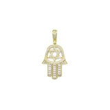 Clear CZ David Star On Hamsa Hand Shape Charm Pendant, Sku#LK1118