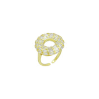 Baguette CZ Gold Doughnut Statement Adjustable Ring, Sku#LK1129