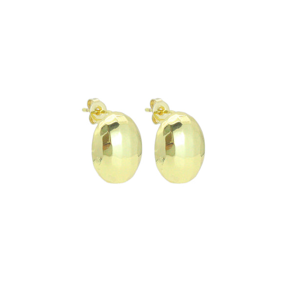 Gold Oval Dome Stud Earrings, Sku#LK1137