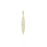 Clear CZ Gold Salix Leaf Charm Pendant, Sku#LK1142