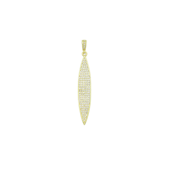 Clear CZ Gold Salix Leaf Charm Pendant, Sku#LK1142