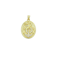 Clear CZ Anchor Oval Charm Pendant, Sku#LK1148