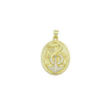 Clear CZ Anchor Oval Charm Pendant, Sku#LK1148