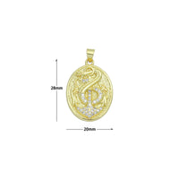 Clear CZ Anchor Oval Charm Pendant, Sku#LK1148