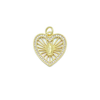 CZ Mother of Pearl Virgin Mary On Radiate Heart Charm Pendant, Sku#LK1149