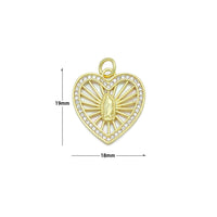 CZ Mother of Pearl Virgin Mary On Radiate Heart Charm Pendant, Sku#LK1149