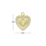 CZ Mother of Pearl Virgin Mary On Radiate Heart Charm Pendant, Sku#LK1149