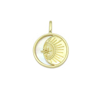 CZ North Star Moon Mop Coin Charm Pendant, Sku#LK1154