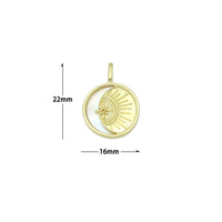 CZ North Star Moon Mop Coin Charm Pendant, Sku#LK1154