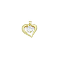 Big Diamond CZ Gold Heart Charm Pendant, Sku#LK1157