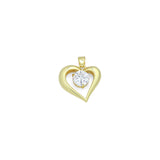 Big Diamond CZ Gold Heart Charm Pendant, Sku#LK1157