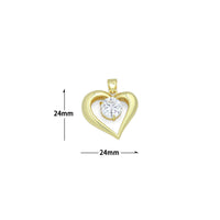 Big Diamond CZ Gold Heart Charm Pendant, Sku#LK1157