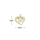 Big Diamond CZ Gold Heart Charm Pendant, Sku#LK1157