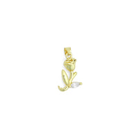 3D Gold Rose Flower Charm Pendant, Sku#LK1158