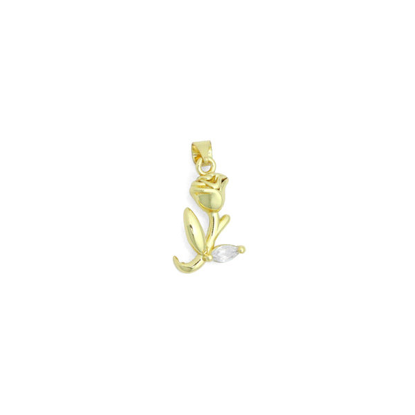 3D Gold Rose Flower Charm Pendant, Sku#LK1158