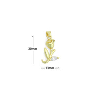 3D Gold Rose Flower Charm Pendant, Sku#LK1158