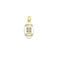 CZ White Enamel Baseball Charm Pendant, Sku#LK1162