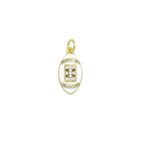 CZ White Enamel Baseball Charm Pendant, Sku#LK1162