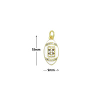 CZ White Enamel Baseball Charm Pendant, Sku#LK1162