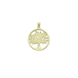 Oval CZ Gold Tree Charm Pendant, Sku#LK1163