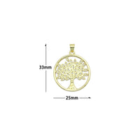 Oval CZ Gold Tree Charm Pendant, Sku#LK1163