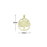 Oval CZ Gold Tree Charm Pendant, Sku#LK1163