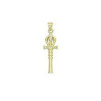 Clear CZ Gold Magic Stick Cross Key Charm Pendant, Sku#LK1164