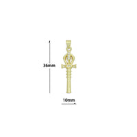 Clear CZ Gold Magic Stick Cross Key Charm Pendant, Sku#LK1164