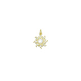 Clear CZ Gold Moonstone Sunflower Charm Pendant, Sku#LK1165