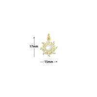 Clear CZ Gold Moonstone Sunflower Charm Pendant, Sku#LK1165